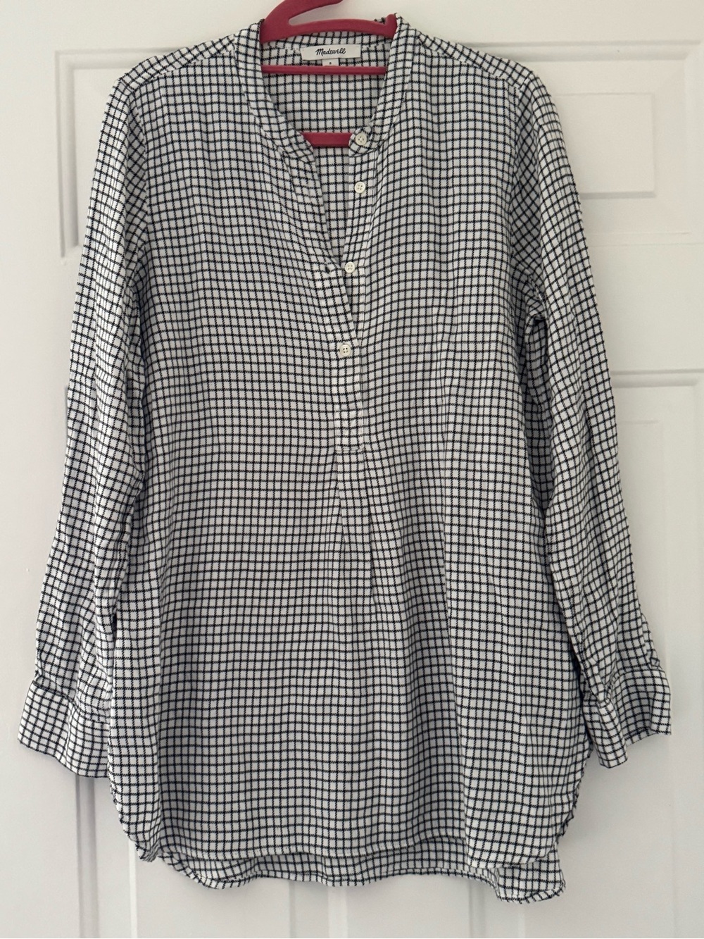Madewell Black and White Checked Cotton Button-Front Shirt